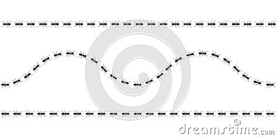 Ant trail. Ants marching or walking. Vector illustration Vector Illustration